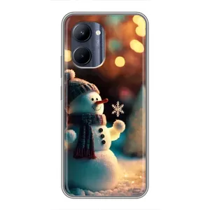 Чехлы на Новый Год Realme C33 (Снеговик праздничный)