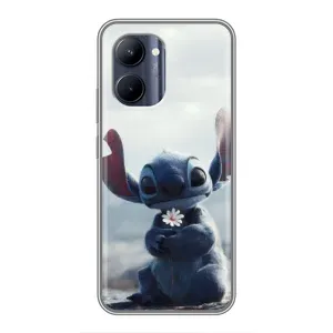 Чехол с рисунком Стич для Realme C33 (Стич с цветочком)