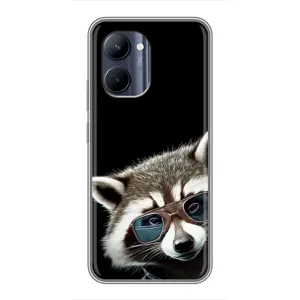 Силиконовый Чехол с Енотами на Realme C33 (Стильный Енот)