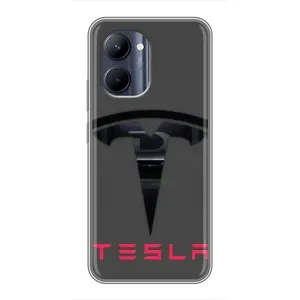 Силіконовий бампер з картинкою машини на Realme C33 (Logo TESLA)