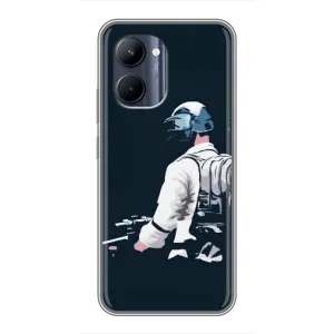 Силиконовый чехол с картинкой "Герой Pubg" на Realme C33 (В экиперовке)