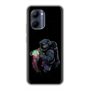Силиконовый Чехол с принтом "Космонавты" на Realme C33 (В руках земля)