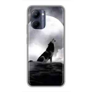 Чехол с Волком на Realme C33 (Волк и луна)