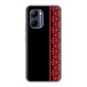 Силиконовый Чехол на Realme C33 с картинкой Вышиванки (Вышиванка на черном)