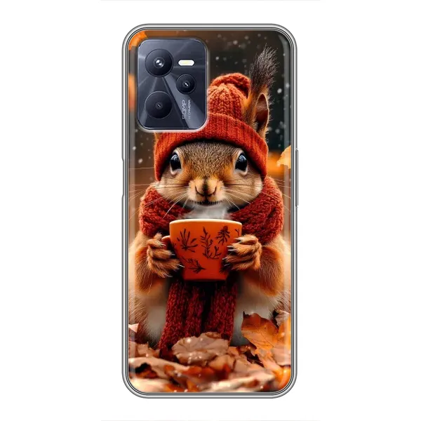 Чехол с рисунком «Белка с кофе» для Realme C35 Чехол с рисунком «Белка с кофе» для Realme C35