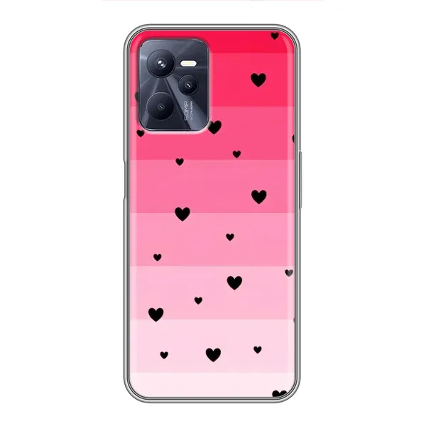 Чехол с рисунком «Чорные сердечки» для Realme C35 Чехол с рисунком «Чорные сердечки» для Realme C35