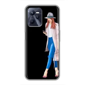 Чехол с картинкой Модные Девчонки Realme C35 (Девушка со смартфоном)