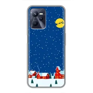 Силиконовый бампер на рождество для Realme C35 (Город в снегу)