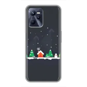 Силиконовый бампер на рождество для Realme C35 (Город зимний)