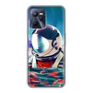 Силіконовый Чохол з принтом "Космонавти" на Realme C35 (Космонавт у воді)