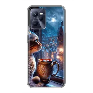 Чехлы на Новый Год Realme C35 (Кот новогодний)