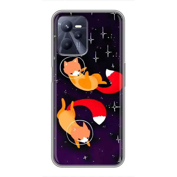 Чехол с рисунком «Лисы» для Realme C35