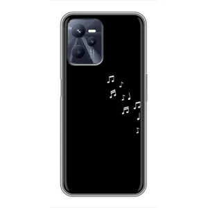 Чехол с картинками на черном фоне для Realme C35 (Ноты)