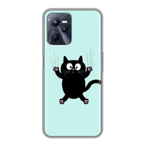 Силиконовый чехол с котиком для Realme C35 (Падающий кот)