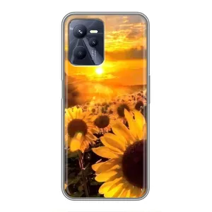Чехол с Цветами для Realme C35 (поле подсолнухов)