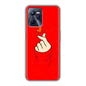 Чехлы (Знак сердечка) на Realme C35 (Сердце на красном)