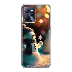 Чехлы на Новый Год Realme C35 (Снеговик праздничный)