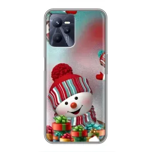 Чехлы на Новый Год Realme C35 (Снеговик в шапке)