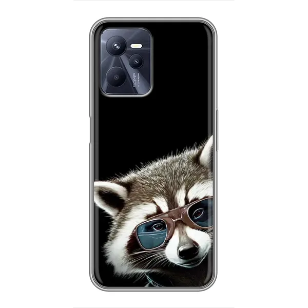 Чехол с рисунком «Стильный Енот» для Realme C35 Чехол с рисунком «Стильный Енот» для Realme C35