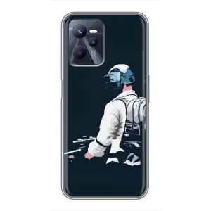 Силиконовый чехол с картинкой "Герой Pubg" на Realme C35 (В экиперовке)
