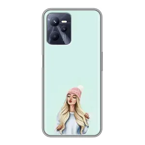 Силиконовый Чехол на Realme C35 с картинкой Стильных Девушек (В шапке)