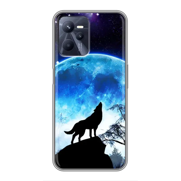 Чехол с рисунком «Воет на луну» для Realme C35 Чехол с рисунком «Воет на луну» для Realme C35