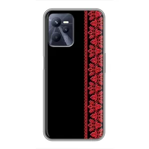 Силиконовый Чехол на Realme C35 с картинкой Вышиванки (Вышиванка на черном)