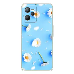 Чехол с Цветами для Realme C36 (ромашки на голубом)