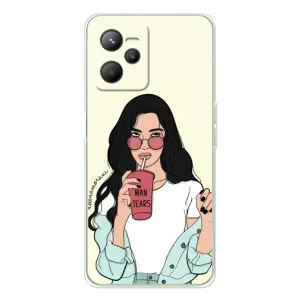 Силиконовый Чехол на Realme C36 с картинкой Стильных Девушек (С напитком)