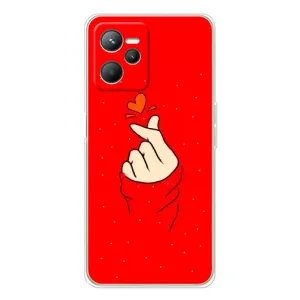 Чехлы (Знак сердечка) на Realme C36 (Сердце на красном)