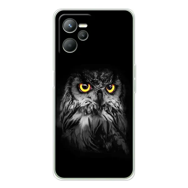 Чехол с рисунком «Сова на чёрном» для Realme C36 Чехол с рисунком «Сова на чёрном» для Realme C36