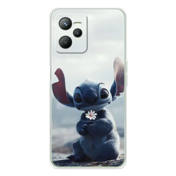 Чехол с рисунком «Стич с цветочком» для Realme C36
