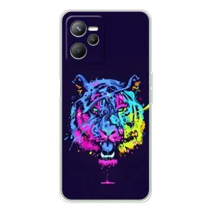 Силиконовый бампер с картинкой животных для Realme C36 (Тигр-Арт)