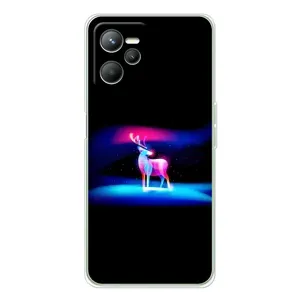 Силиконовый бампер с картинкой животных для Realme C36 (Яркий олень)