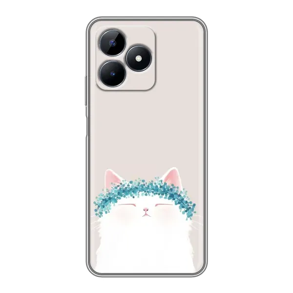 Чехол с рисунком «Белый котик» для Realme C51 Чехол с рисунком «Белый котик» для Realme C51