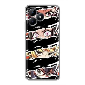 Силиконовые чехлы с глазами Anime для Реалми с51 (Глаза на чорном)