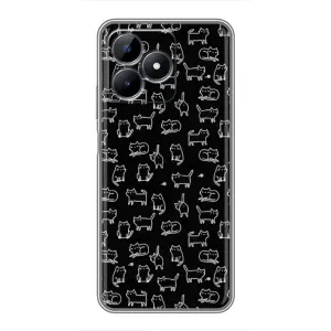 Чехол на тематику: Коты для Realme C51 (Котики на черном)
