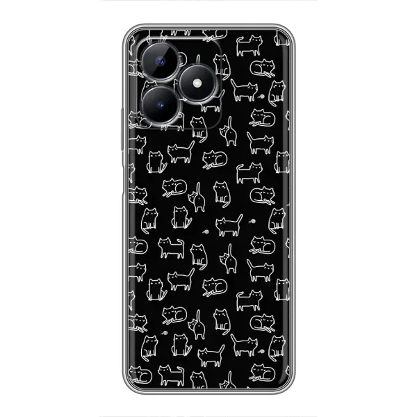 Чехол с рисунком «Котики на черном» для Realme C51 Чехол с рисунком «Котики на черном» для Realme C51