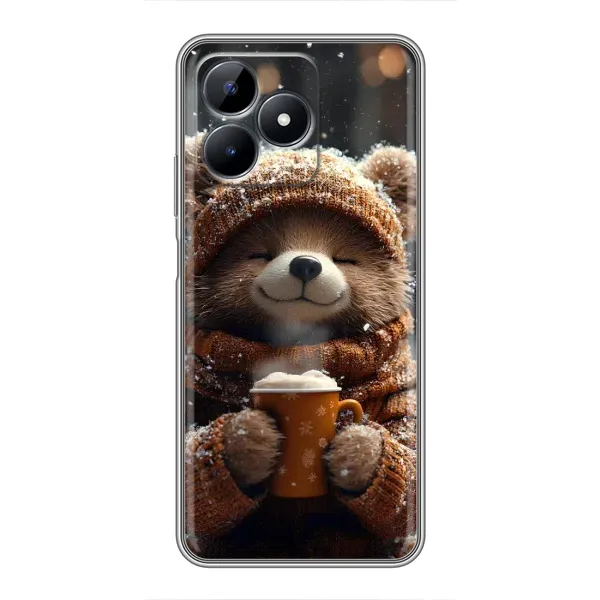Чехол с рисунком «Медвежонок с кофе» для Realme C51 Чехол с рисунком «Медвежонок с кофе» для Realme C51