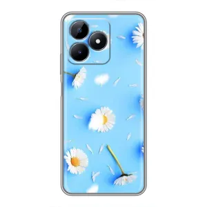 Чехол с Цветами для Realme C51 (ромашки на голубом)