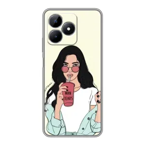 Силиконовый Чехол на Realme C51 с картинкой Стильных Девушек (С напитком)