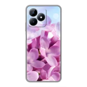 Силиконовый бампер с принтом (цветочки) на Реалми с51 (Сиреневые цветы)