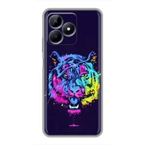 Силиконовый бампер с картинкой животных для Realme C51 (Тигр-Арт)