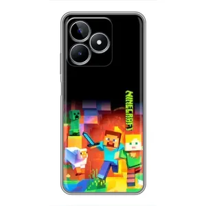 Чехлы для Realme C53 (Персонажи Майн Крафт) (Герой Майнкрафт)