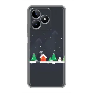 Силиконовый бампер на рождество для Realme C53 (Город зимний)