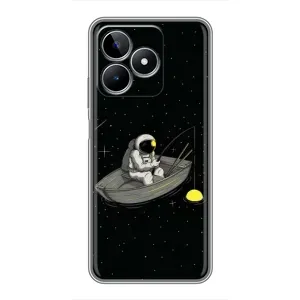 Силиконовый Чехол с принтом "Космонавты" на Realme C53 (Космонавт на рыбалке)