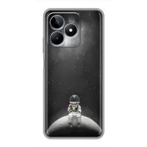 Силиконовый Чехол с принтом "Космонавты" на Realme C53 (Космонавт романтик)