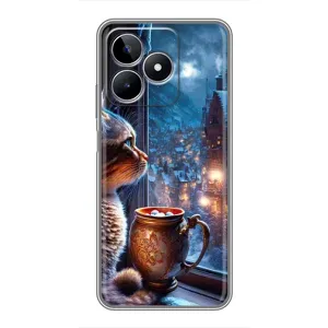 Чехлы на Новый Год Realme C53 (Кот новогодний)