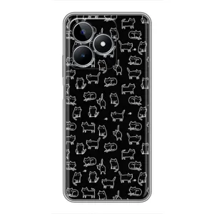 Чохол на тематику: Коти для Realme C53 (Котики на чорному)