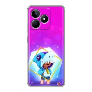 Чехол Бравл Старс для Realme C53 (Леон в костюме Акулы)